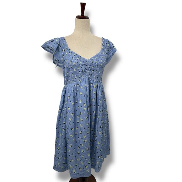 NEW Self Esteem smocked blue floral dress size XL flutter sleeve a-line sundress - Picture 3 of 13
